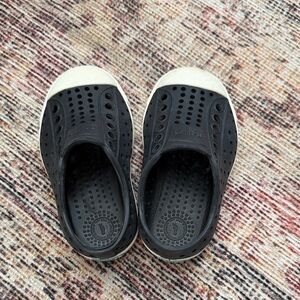 Native Kids Black Slip-On Water Shoes with White Toe Cap